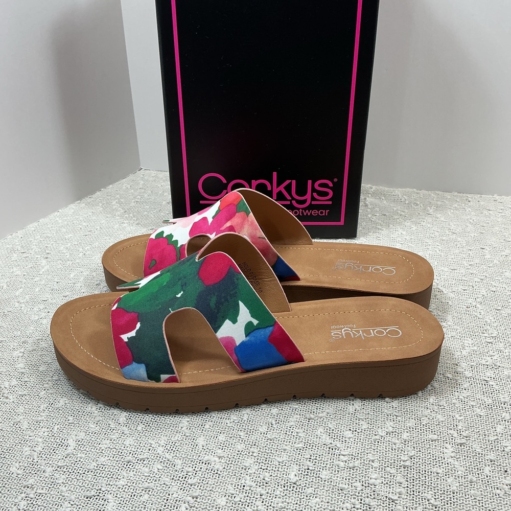 CORKYS Hold Please Women's Multicolored Floral Sandals womens size 10 NIB - Picture 4 of 8